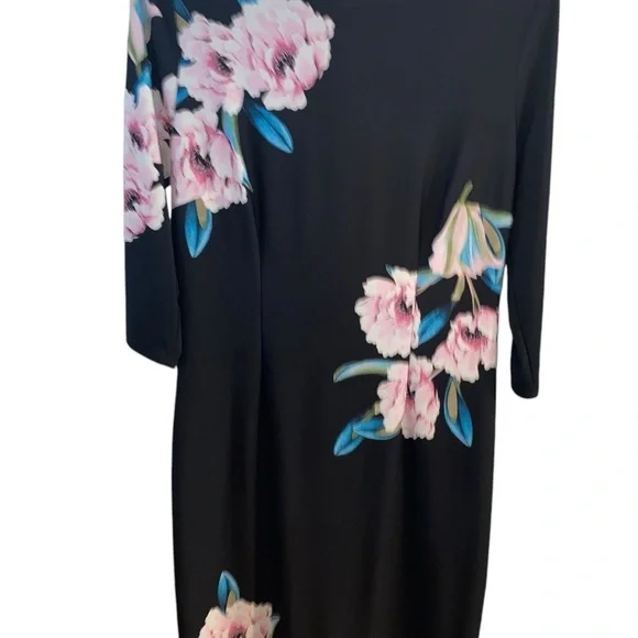 INC International concepts 34 sleeve black floral sheath  dress - Picture 6 of 13